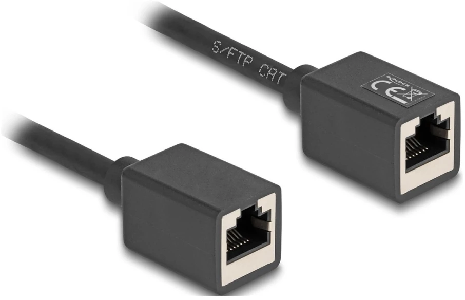 Delock Przedłużacz sieciowy RJ45 żeński-żeński Cat.6A S/FTP 7.5 m Juodas (90334)