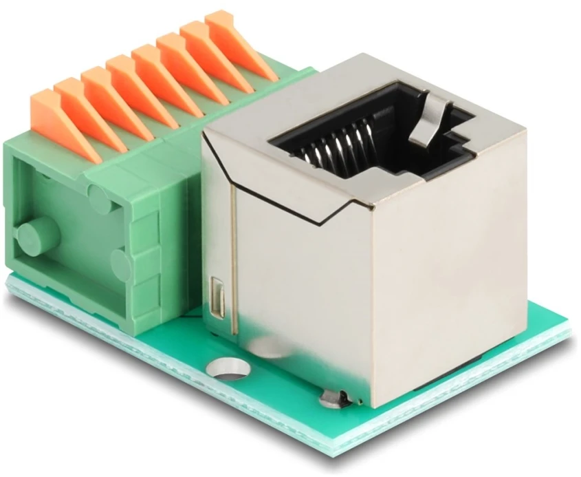 Delock RJ45 lizdas 90° kampu į gnybtų bloką su mygtuku Cat.5e