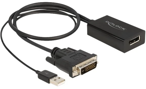 Delock Adapteris DVI kištukas prie DisplayPort 1.2 moteriškas juodas 4K 50 cm