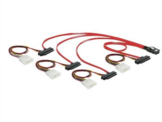 Delock Cable mini SAS SFF-8087 > 4 x SAS SFF-8482 + Galia 50 cm