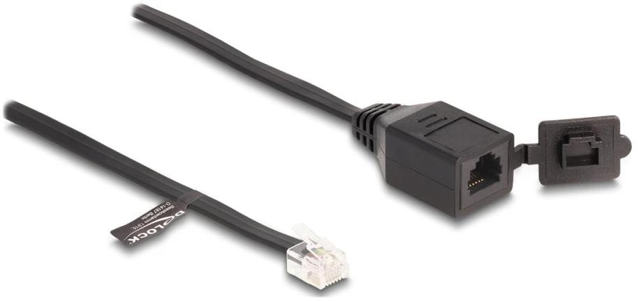 Delock Kabelis RJ12 kištukas į RJ12 lizdas su dangteliu 20 cm juoda (88009)