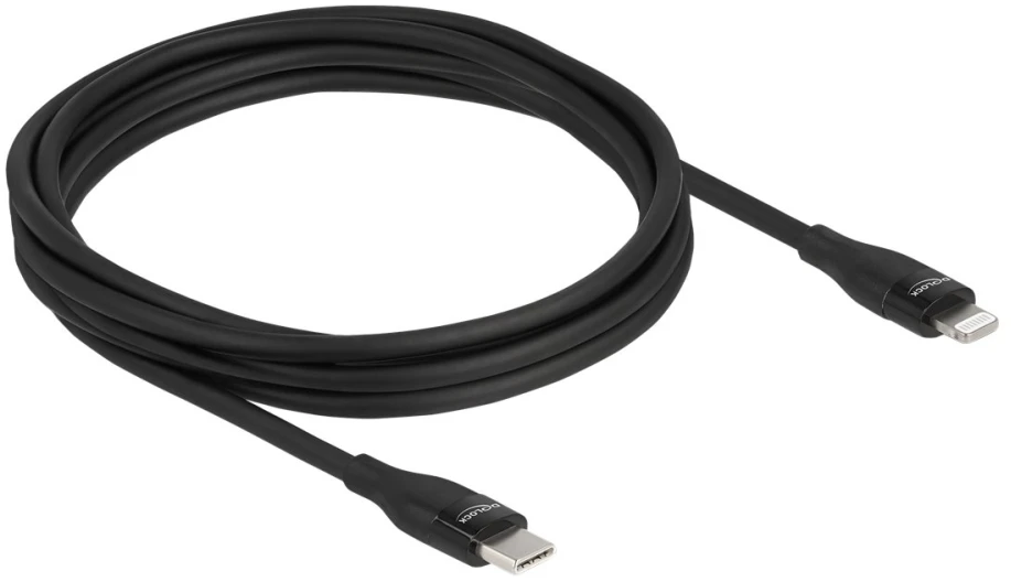 DeLOCK duomenų ir įkrovimo kabelis USB Type-C į Lightning, skirtas iPhone, iPad ir iPod, juodas, 2 m, MFi, Juoda, USB C, Lightning, 2 m, Vyr., Vyr.