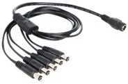MAITINIMO KABELAS DC 5,5X2,1MM(F)->5X DC(M) 0,5M JUODA DELOCK