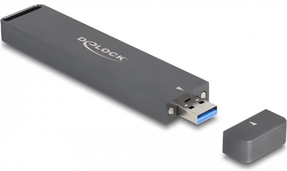 Delock Externes Gehäuse M.2 NVMe PCle SSD, SATA SSD (grau, mit USB Typ A-Stecker)