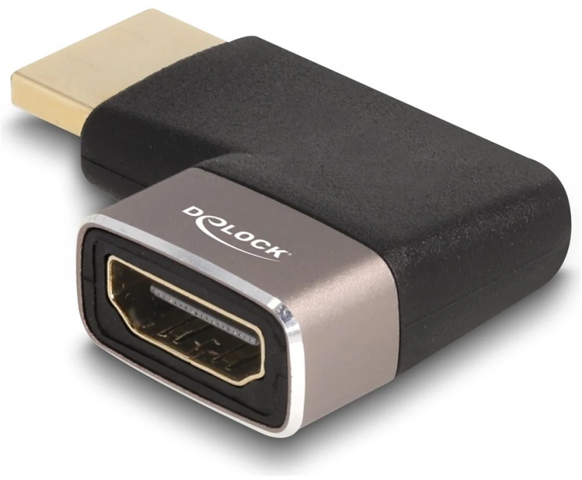 Adapteris AV Delock HDMI Adapteris Wtyk do Gniazda 90 kątowy prawy 8K 60 Hz pilka metalowy (60084)