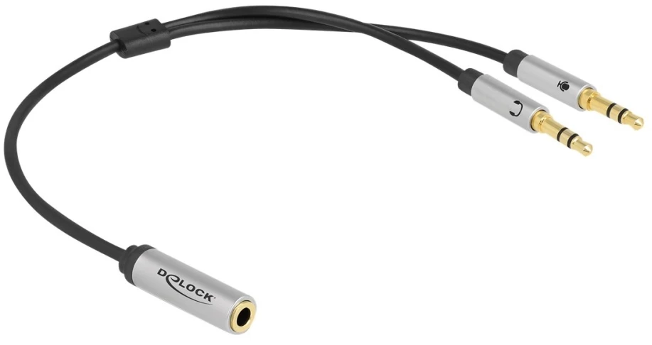 Delock Adapteris 1 x 3,5 mm 4 Pin Klinkenbuchse zu 2 x 3,5 mm 3 Pin stecker