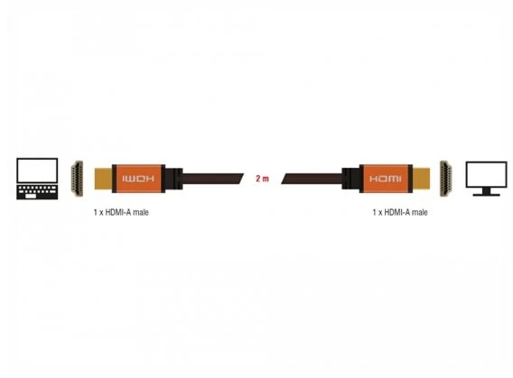 DELOCK itin didelės spartos HDMI kabelis 48 Gbps 8K 60Hz 2m