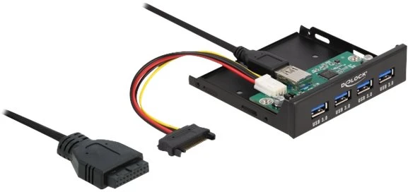 Delock Wewnętrzny 8.89cm 3.5 cala USB 3.2 Gen 1 Hub 4 Port (64166)
