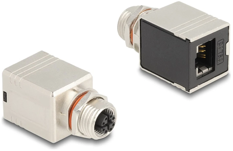 Delock M12 Adapteris X-kodowany 8 Pin gniazdo do RJ45 gniazdo Cat.6A STP ekranowany prosty (60087)