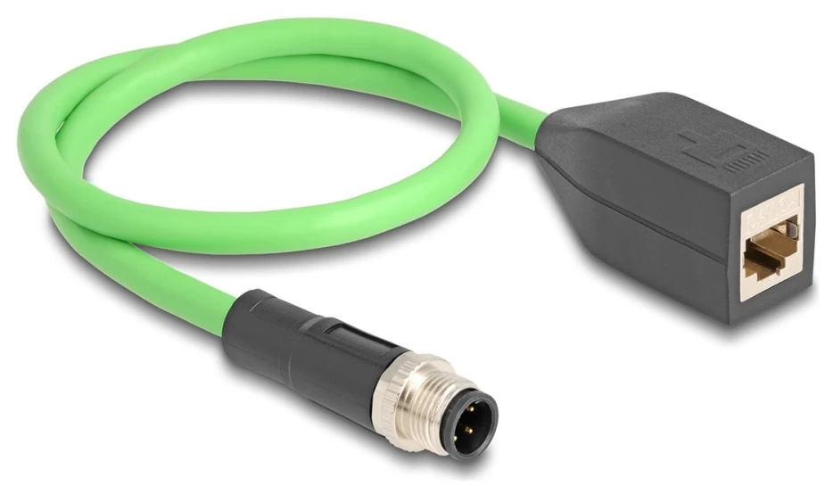 Delock M12 Kabelis D-kodowany 4 Pin Wtyk do RJ45 Lizdas PUR (TPU) 0,5 m (60571)
