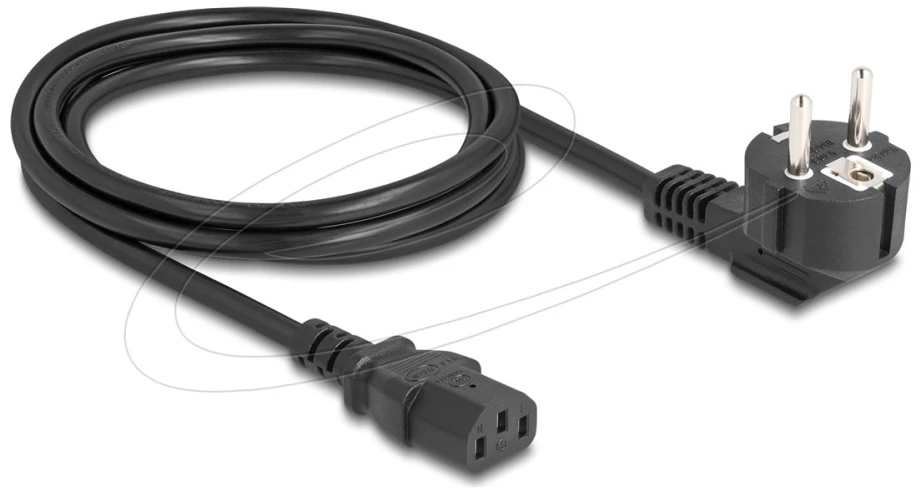 Delock maitinimo kabelis PC, Schuko CEE 7/7 kištukas 90° kampu į C13 lizdą, 2 m, 3 x 1,00 mm², juodas (81567)