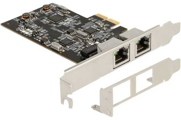 DeLOCK PCI Express x2 plokštė į 2 x RJ45 2.5 Gigabit LAN i225, vidinė, laidinė, PCI Express, Ethernet, 2500 Mbit/s, nerūdijantis plienas
