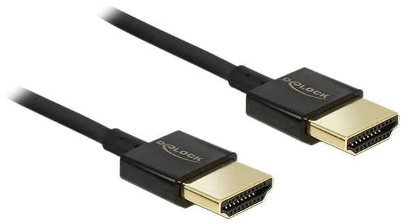 DELOCK kabelis didelės spartos HDMI su eternetu – HDMI-A kištukas > HDMI-A vyriškas 3D 4K 0,5 m Slim Premium