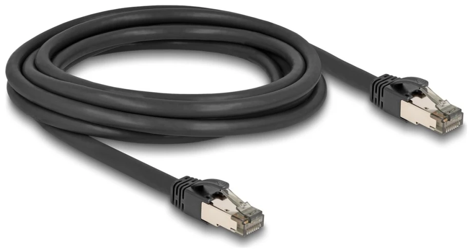 Delock DeLOCK RJ-45 tinklo kabelis Cat.6a U/FTP itin lankstus (juodas, 3 metrai, vidinis nerūdijančio plieno apvalkalas)
