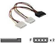 Delock Cable Power SATA 15pin > 2x 4pin Molex lizdas 20cm