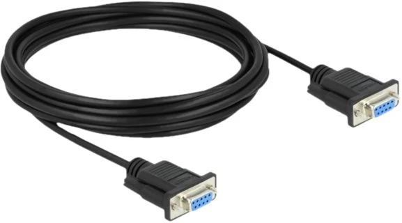 Delock RS-232 Kabelis szeregowy D-Sub9 gniazdo do gniazda Nullmodem su wąską obudową wtyku 5 m (86607)