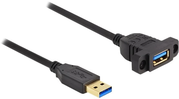 Delock SuperSpeed USB 5 Gbps (USB 3.2 Gen 1) Kabelis USB Typ-A wtyk do gniazda 1 m Montuojama juoda