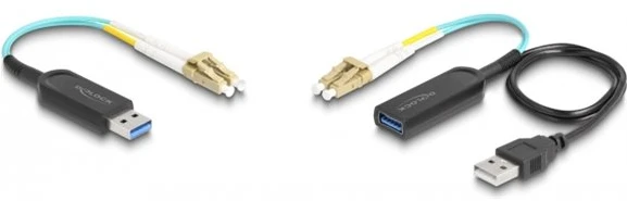 DeLOCK USB 10 Gbps Type-A prailginimo rinkinys per LC Duplex kabelį, 0,2 m, USB A, 10 Gbit/s, juodas