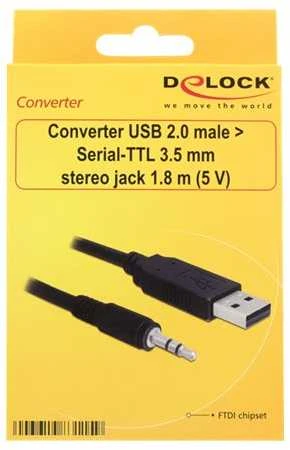 Kabelis USB Delock USB-A - mini Jack 3.5 mm 1.8 m Juodas (83115)