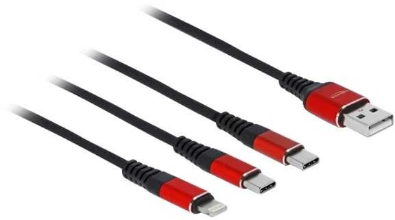 „Delock“ USB įkrovimo laidas „3 in 1 Type-A“ su „Lightning™“ / 2 x USB Type-C™ 1 m