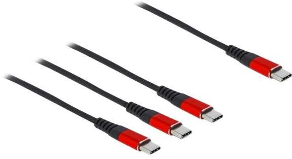 Kabelis USB Delock USB-C - 3x USB-C 1 m Juodai-raudona (86713)
