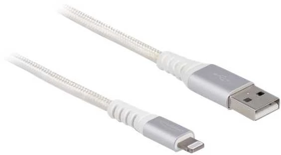 Delock USB Daten- und Ladekabel fur iPhone, iPad, iPod DuPont Kevlar baltas 3 m