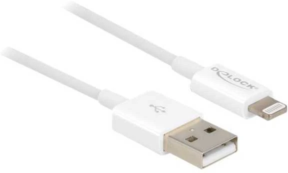 Delock Atblokuokite USB duomenų ir įkrovimo laidą, skirtą iPhone™, iPad™, iPod™, baltas 15 cm
