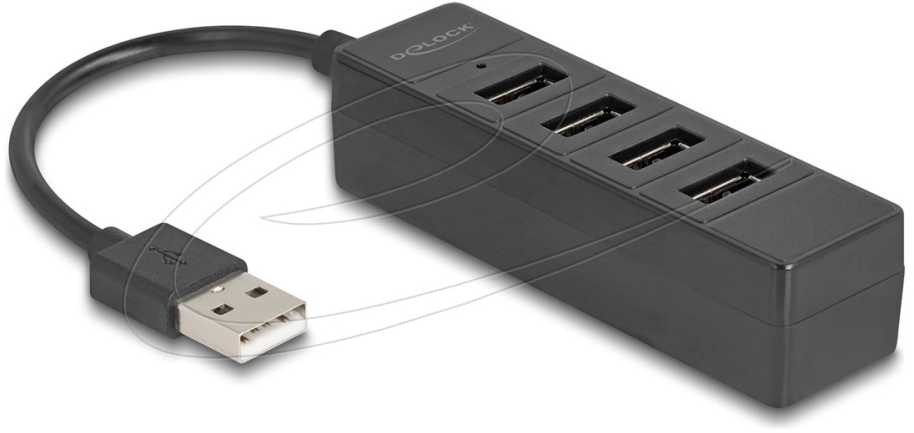 HUB USB Delock huby i koncentratory USB 2.0 Type-A 480 Mbit/s Juodas