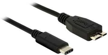 USB kabelis Delock USB-C - mikroUSB 1 m Juoda (83677)
