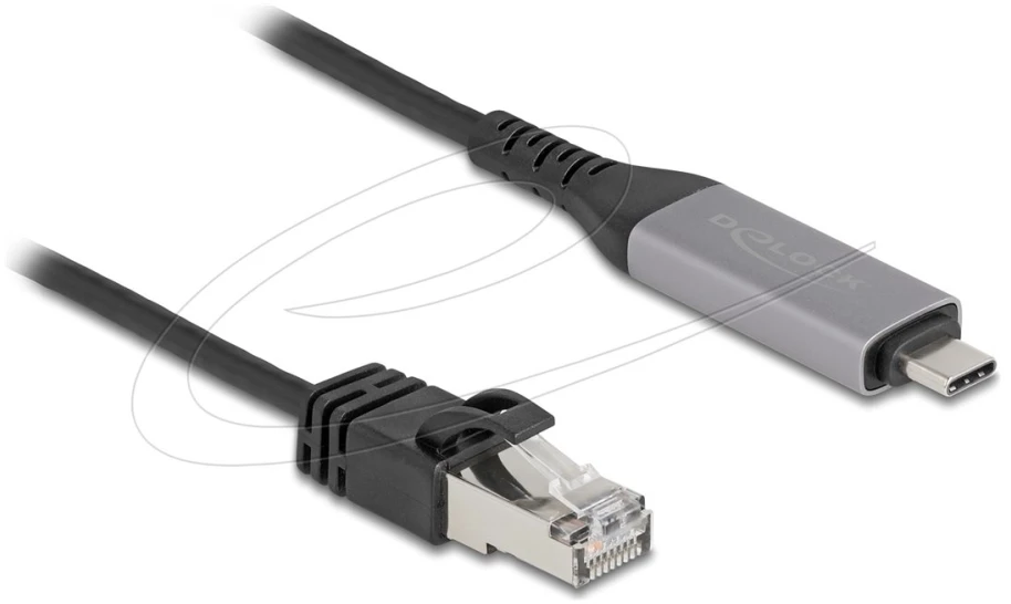 DeLOCK USB LAN laidas USB Type-C į RJ45 Gigabit Ethernet 2 m, 2 m, Cat6, USB Type-C, RJ-45, Juoda, Antracitas