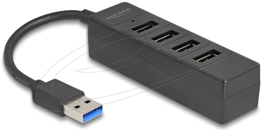 HUB USB Delock USB Hub 4 Port USB 5 Gbps su 4 x gniazdem USB Typ-A juoda
