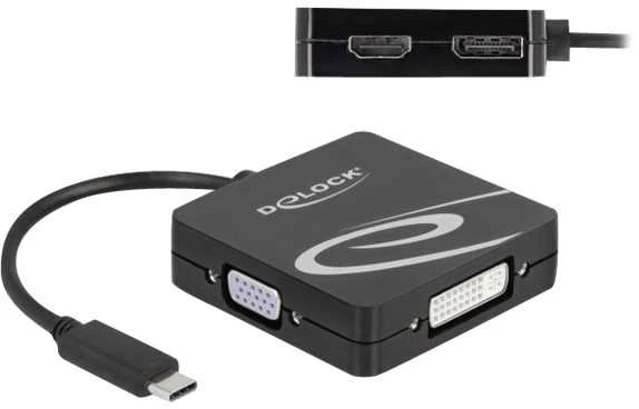 Delock USB Type-C™ adapteris, skirtas VGA, DVI, HDMI arba DisplayPort monitoriui