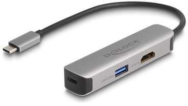 „DeLOCK“ USB C tipo adapteris į HDMI 4K 60 Hz su USB A tipo ir USB C tipo duomenimis + PD 92 W, USB 3.2 Gen 1 (3.1 Gen 1) C tipo, HDMI, USB 3.2 Gen 1 (3.1 Gen 1) A tipo, USB 3.2 Gen 1 (3.1 Gen 1) C tipo, 5000 Mbit/s, 60 Hz, 3840 x 2160, 3840 x 2160 pikselių
