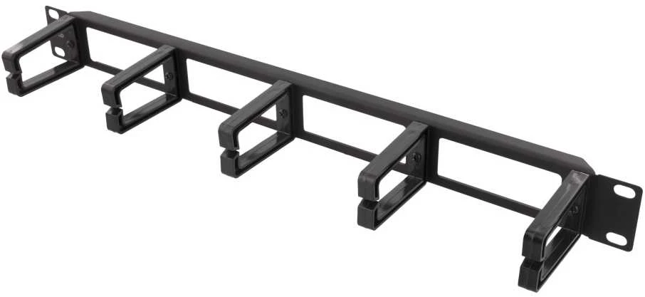 DELTACO 19 "Kabelių skydelis, 1U, 5 laikikliai, kabelių valdymas, juodas / 19-4