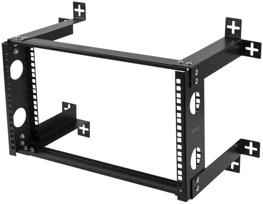 DELTACO 19" sieninis laikiklis, 6U, apkrova 35kg, plienas, montavimo komplektas, juodas / 19-DTSR0506