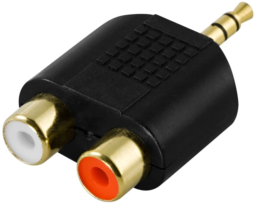 Inline Adapteris DELTACO 3.5mm M - 2xRCA F / AA-25