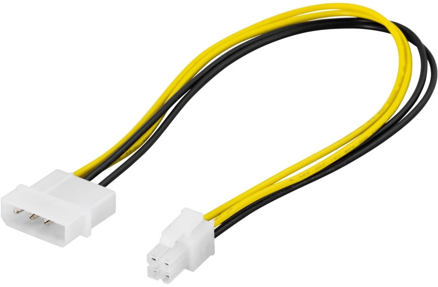 Inline Adapterio laidas DELTACO 4 kontaktų į ATX12V, 0,3 m / SSI-40