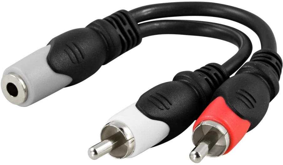 Kabelis DELTACO 3.5mm F-2xRCA M, 0.1m / AA-6A