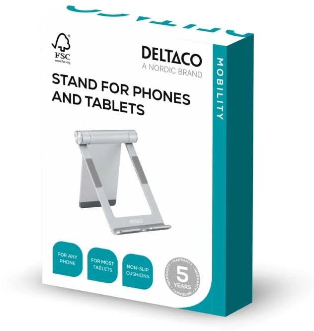 Sulankstomas planšečių ir telefonų stovas DELTACO, aliuminis / ARM-0516