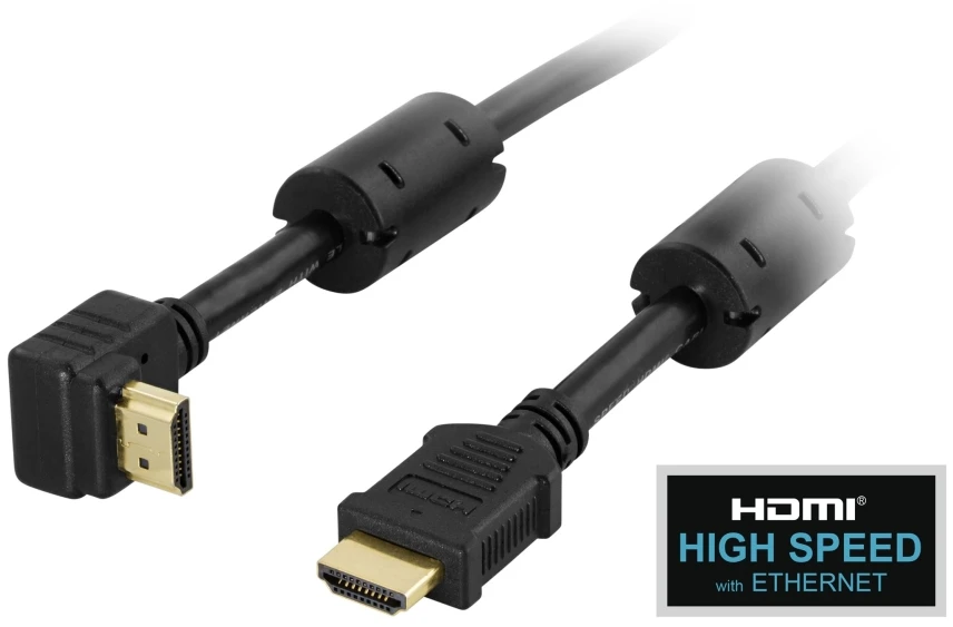 DELTACO kampuotas HDMI kabelis, HDMI High Speed su Ethernet, 0,5 m, juodas
