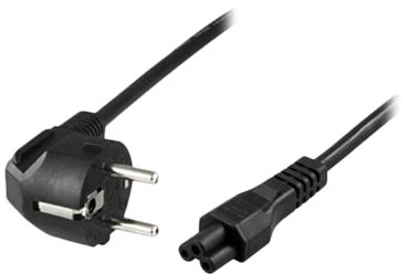 DELTACO įžemintas kabelis CEE 7/7, IEC 60320 C5, 250V / 2,5A, 2m, juodas DEL-109NA