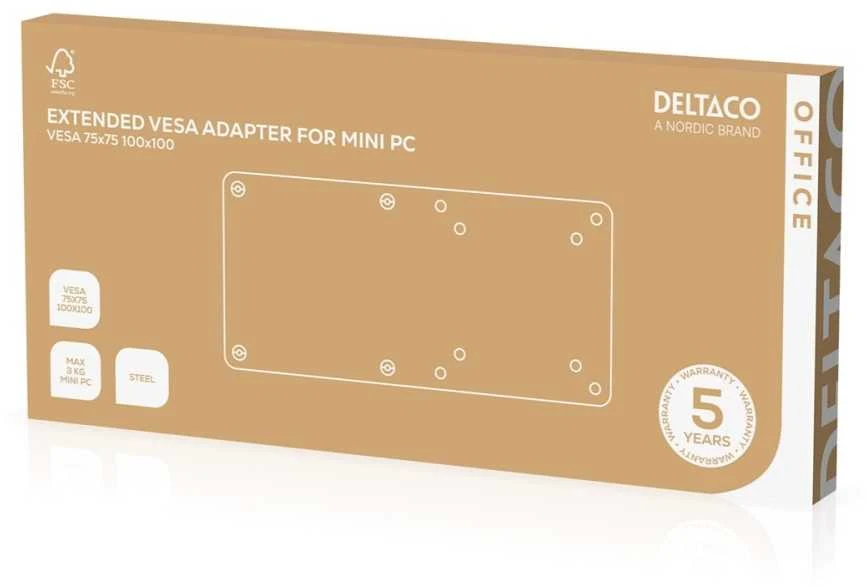 Prailgintas VESA adapteris DELTACO OFFICE skirtas mini kompiuteriui, juodas / ARM-0541