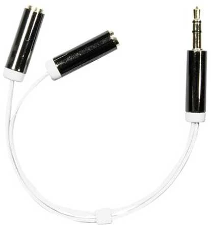 Adapteris DELTACO 3.5mm M - 2x3.5mm F, 0.1m, baltas lankstus / AUD-206