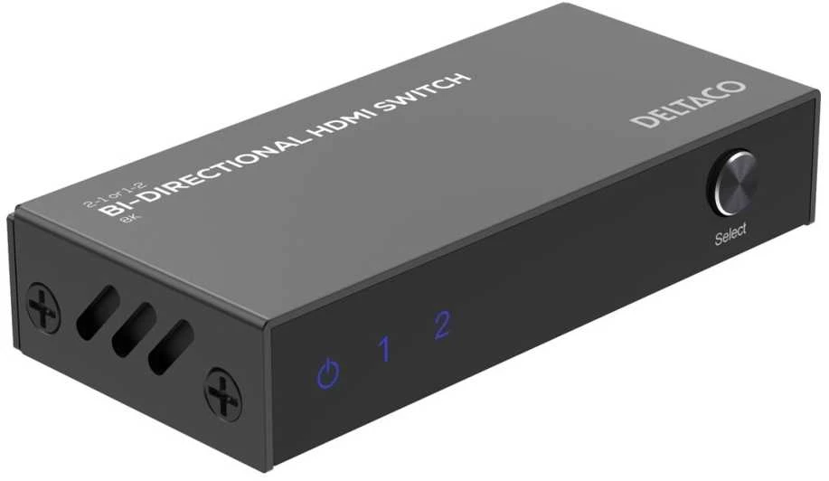 Deltaco HDMI jungiklis su valdymo mygtuku