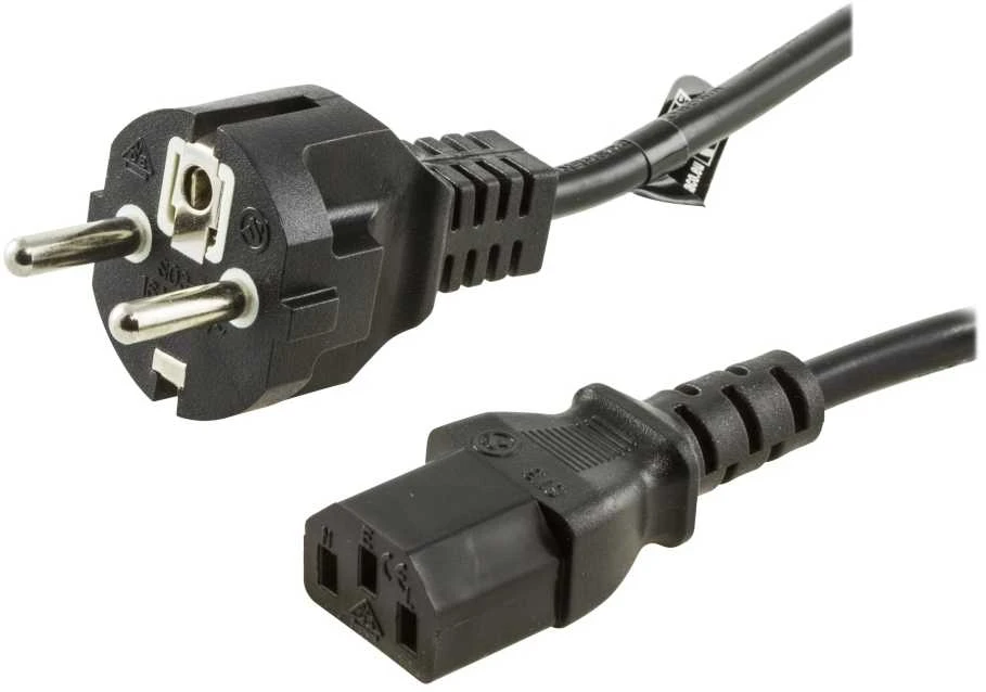 DELTACO įžemintas kabelis CEE 7/7 iki IEC 60320 C13 , max 250V / 10A, 0,5m, juodas / DEL-109M-50