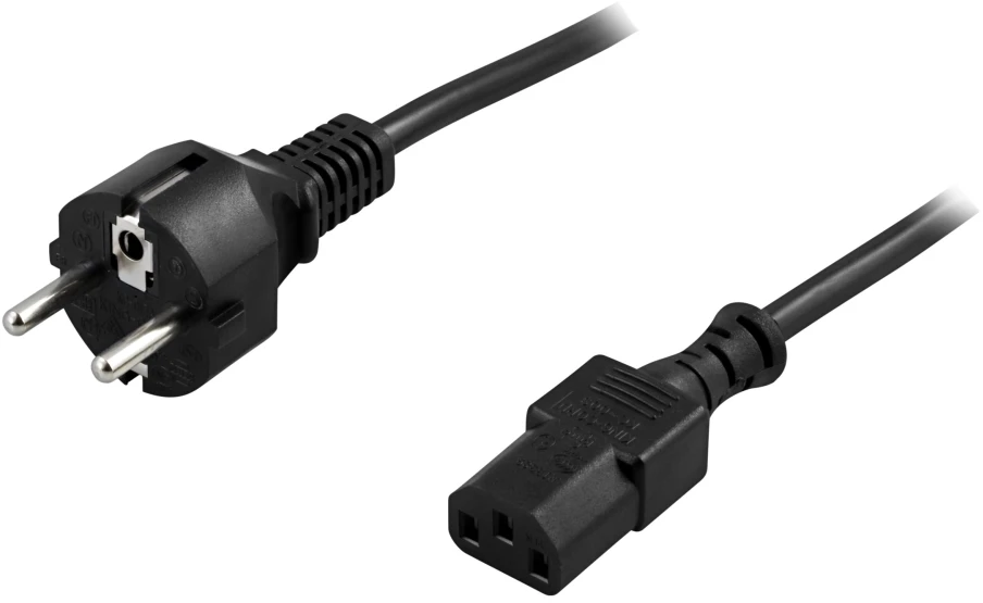 DELTACO kabelis, CEE 7/7 - IEC 60320 C13 , max 250V / 10A, 2m, juodas/ DEL-109M