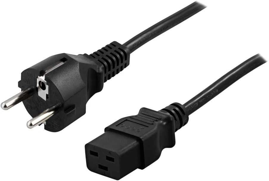 DELTACO kabelis CEE 7/7 į IEC 60320 C19 , max 250V / 16A, 2m, juodas DEL-109T
