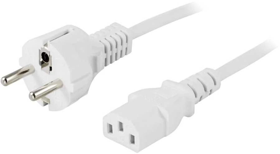 DELTACO CEE 7/7 - C13 maitinimo laidas, 3 m, baltas