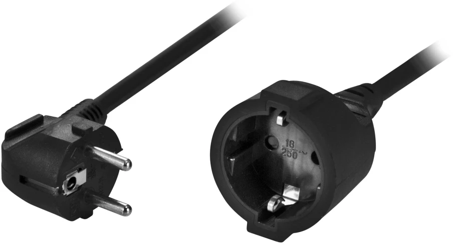 Kabelis DELTACO CEE 7/7 į CEE 7/4 (Schuko), 3.0m, juodas / DEL-112C