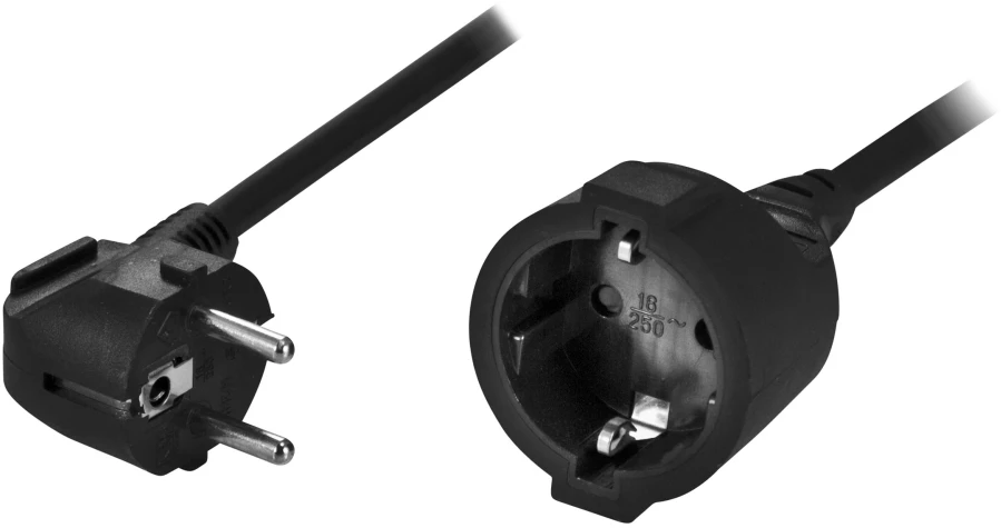 Kabelis DELTACO CEE 7/7 į CEE 7/4 (Schuko), 5.0m, juodas / DEL-112D